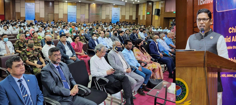 এমআইএসটি-তে সাইবার রেঞ্জ ল্যাবের উদ্বোধনী অনুষ্ঠানে প্রধান অতিথির বক্তব্য রাখছেন জুনাইদ আহমেদ পলক